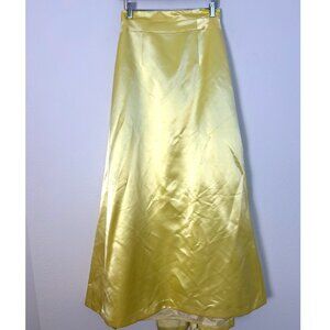 Vintage 100% silk Kay Unger Skirt Women 8 Yellow maxi lined high waisted pleated